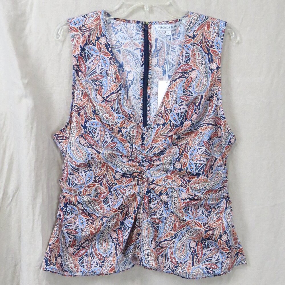 NEW Veronica Beard Aiden Paisley Print Center Ruched Top SIZE 16 - Picture 10 of 10